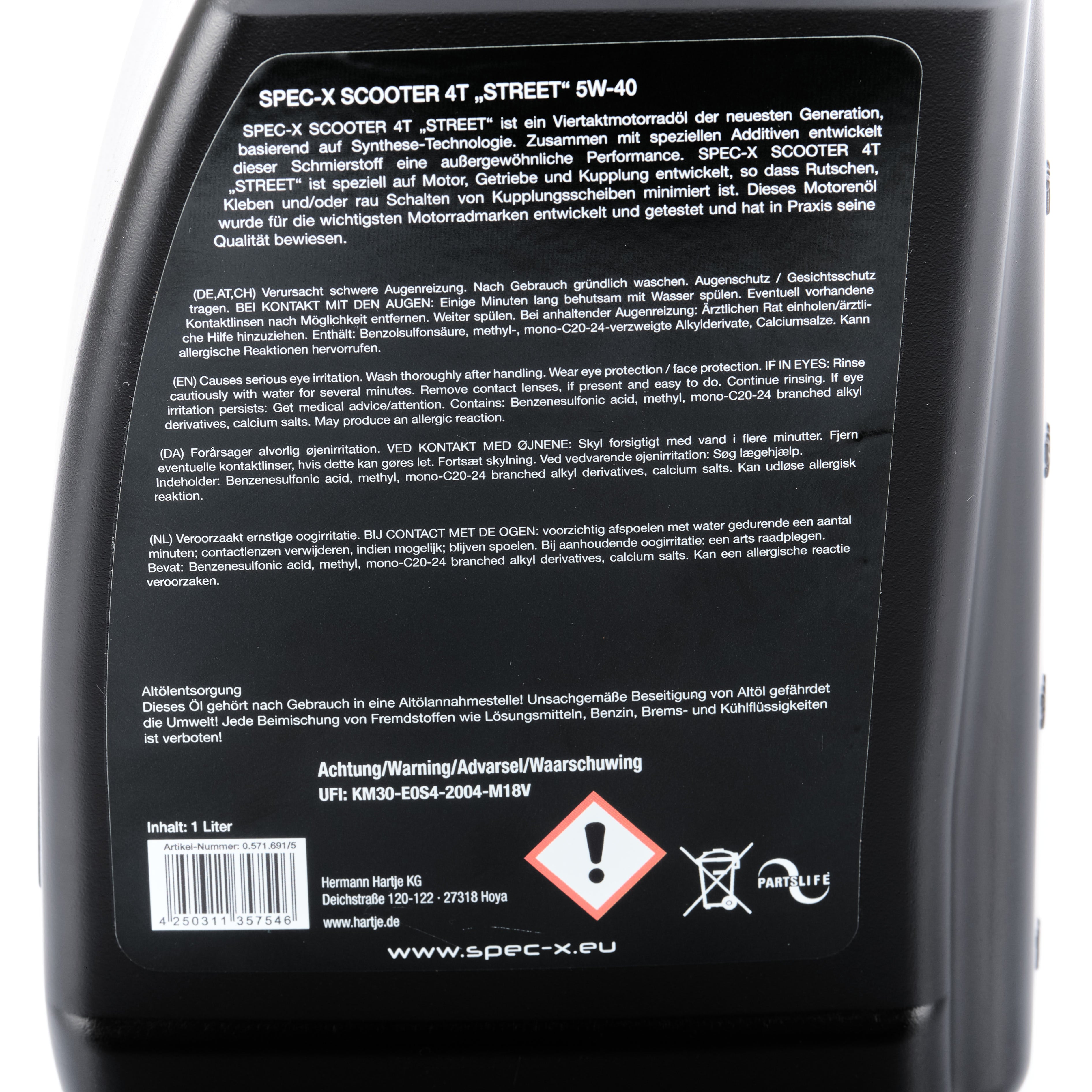 Motoröl Spec-X 4- Takt 5W 40 Scooter Street