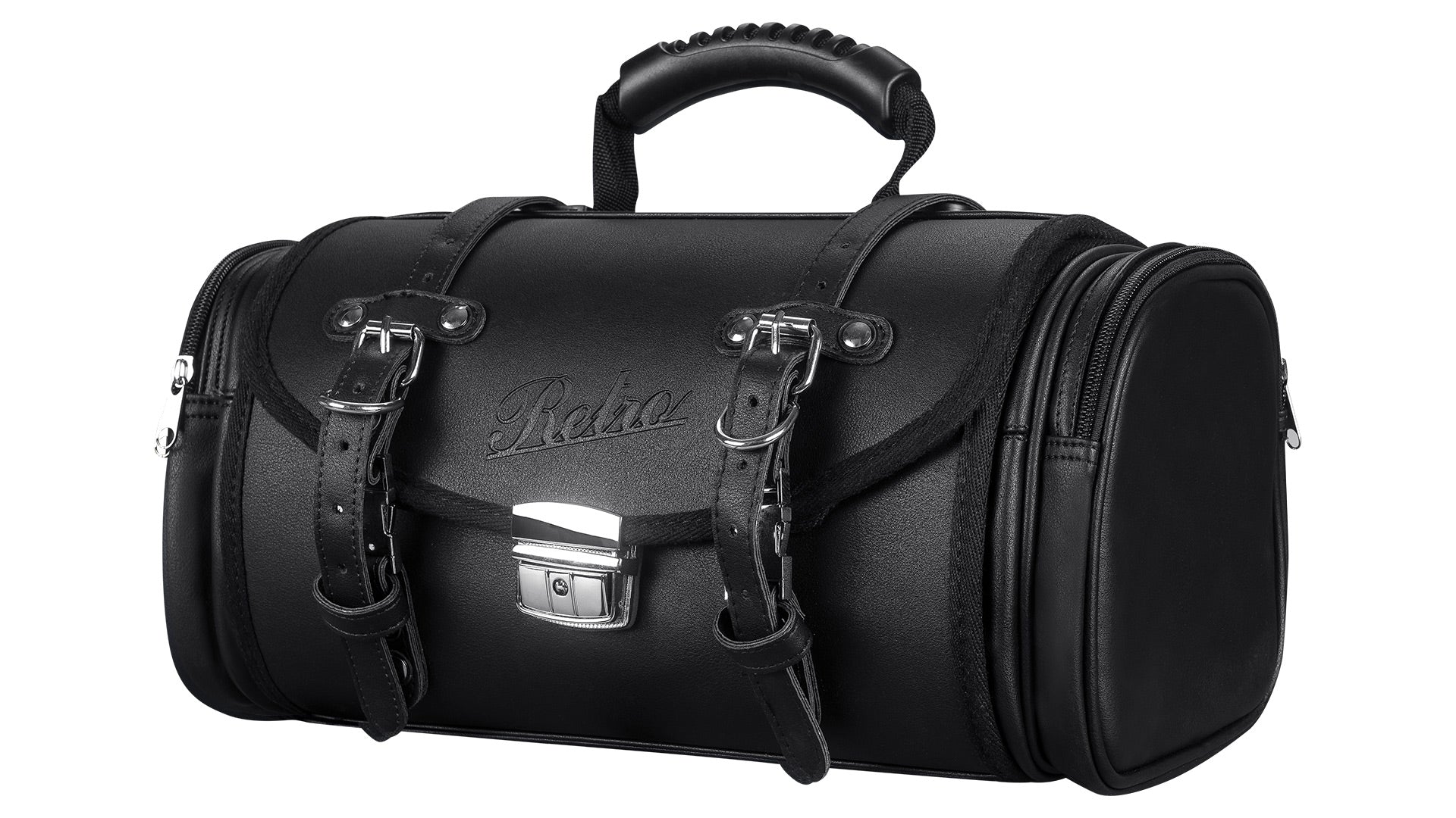 Retro Tasche Lederoptik Größe M Schwarz