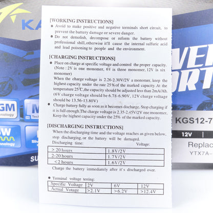 Kage Gelbatterie 12V 6Ah SLA YTX7 A-BS