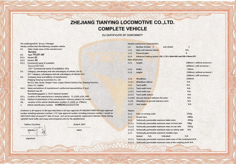 CoC Certificate of Conformity (Betriebserlaubnis)