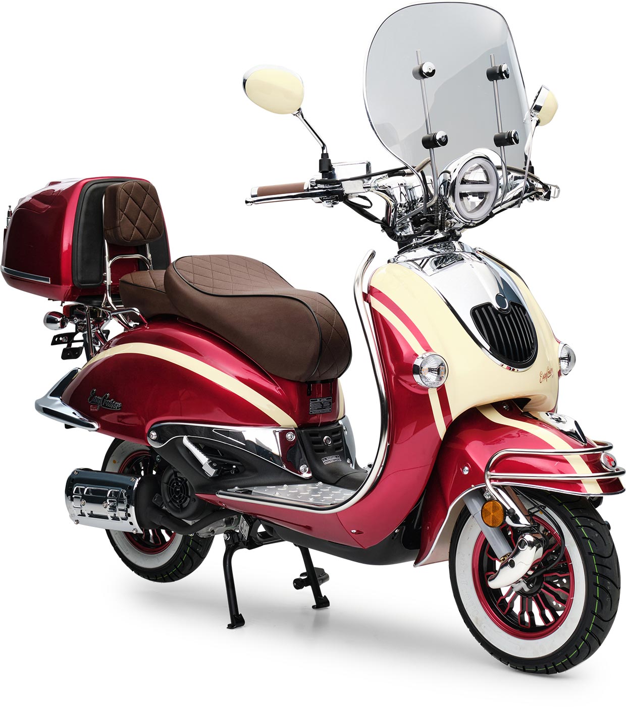Retro Motorroller EasyCruiser Artemis Rot Beige 50ccm