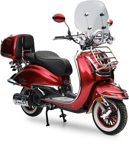 Retro Motorroller EasyCruiser Dunkelrot 50ccm